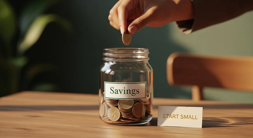 An image showing "Needs First" with a checklist of rent, food, utilities, and transport, above a "Wants" box for budgeting.