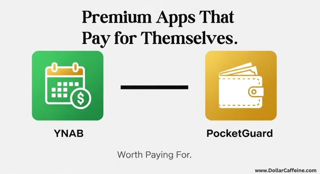 "Icons for YNAB and PocketGuard, illustrating premium budgeting apps that offer significant value. top  premium budgeting apps available in 2025."