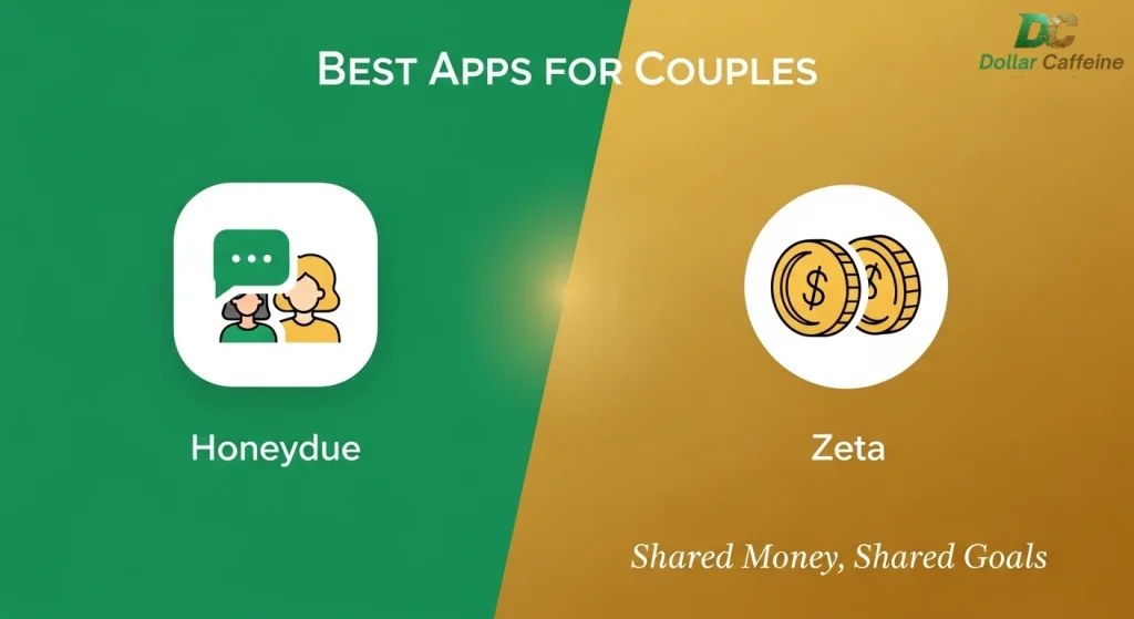 Icons for Honeydue and Zeta, showcasing the best budgeting apps specifically designed for couples to manage shared finances."