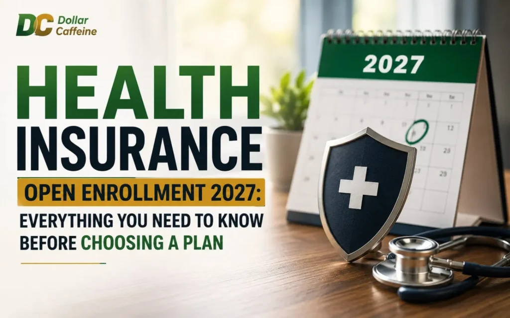 A person reviewing their laptop and calendar to choose health insurance plans for the 2027 open enrollment period.